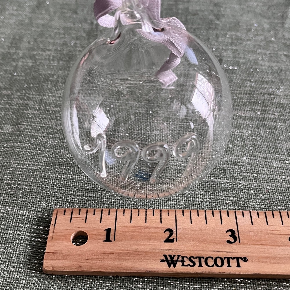1999 Hand Blown Glass Christmas Ornament Sphere Clear Made in Italy - Picture 4 of 4